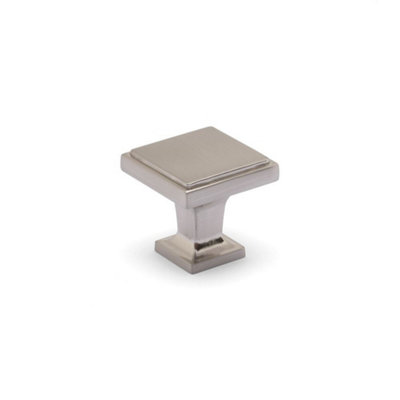 Ines Kitchen Cabinets Square KnobBrushed NickelPack Of 2 from B&Q