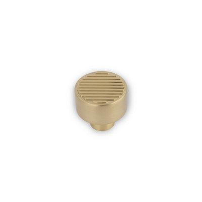 Linden Kitchen Cabinets Round Post KnobReeded Top30mm DiameterSatin BrassPack Of 2 from B&Q