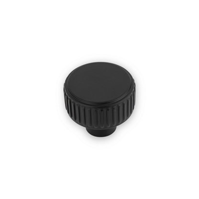 Linden Kitchen Cabinets Round Post KnobReeded Edge35mm DiameterMatt BlackPack Of 2 from B&Q