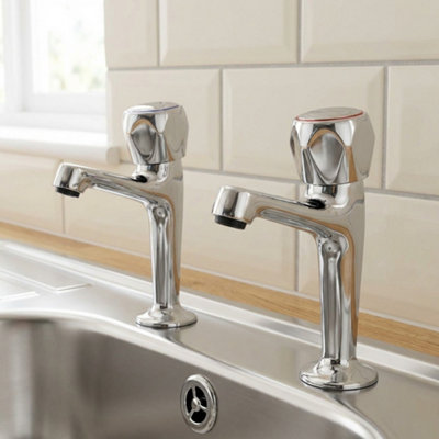 KeyPlumb Pair Of Contract Kitchen Sink Pillar Taps Chrome Wras Approved from B&Q