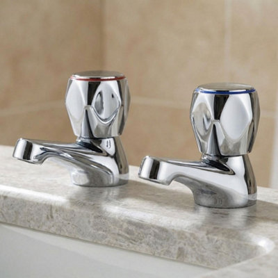 Keyplumb Pair Of Traditional Basin Contract Taps Chrome Wras Approved