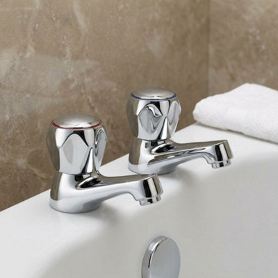 Keyplumb Pair Of Traditional Contract Bath Taps Chrome Wras Approved