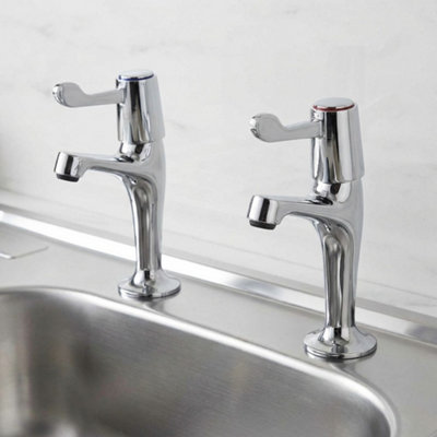 Keyplumb Pair Of Contract Lever Kitchen Sink Pillar Taps Chrome Wras Approved