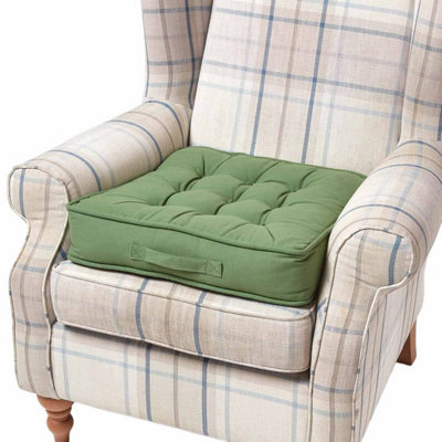 Homescapes Forest Cotton Armchair Booster Cushion Green