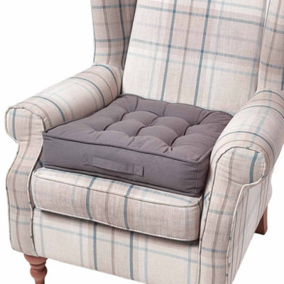 Homescapes Grey Charcoal Cotton Armchair Booster Cushion