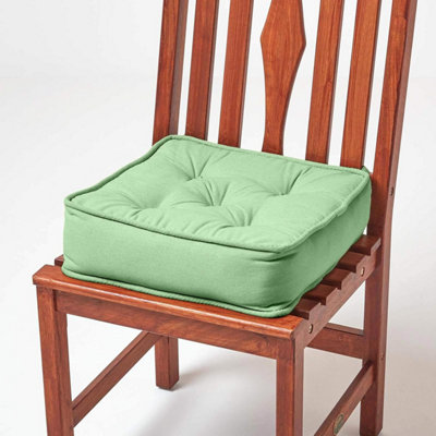 Homescapes Forest Cotton Dining Booster Cushion Green