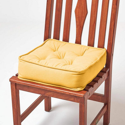 Homescapes Mustard Cotton Dining Booster Cushion