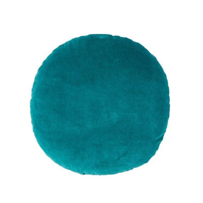 Homescapes Emerald Velvet Cushion, 40 Cm Round Green
