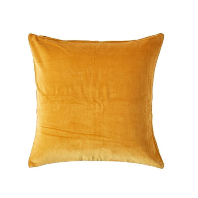 Homescapes Mustard Velvet Cushion Cover, 60 X 60 Cm Red/Dark/Light