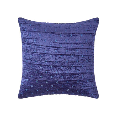 Homescapes Navy Crushed Velvet Cushion Cover, 55 X 55 Cm Blue