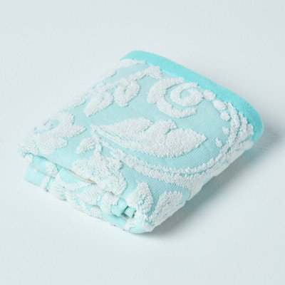 Homescapes Damask Turkish Cotton 600 Gsm Guest TowelAqua from B&Q