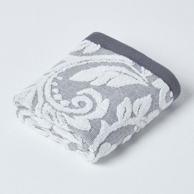 Homescapes Damask Turkish Cotton 600 Gsm Guest TowelSilver from B&Q
