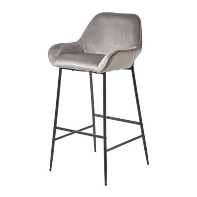 Homescapes Eton Velvet Bar Stool Silver Grey from B&Q