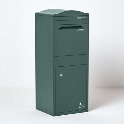 Smart Parcel Box Large Curved Top Secure Outdoor Delivery Box Galvanised Steel Front Access Green from B&Q