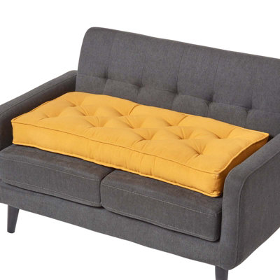 Homescapes Mustard Cotton 2 Seater Booster Cushion Yellow