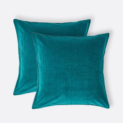 Homescapes Set Of 2 Emerald Velvet Cushion Covers, 40 X 40 Cm Green