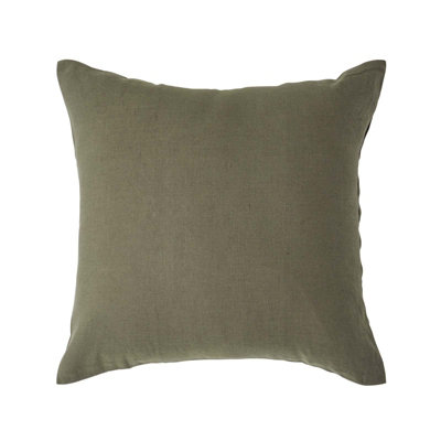 Homescapes Khaki Green European Linen Pillowcase60 X 60 Cm from B&Q