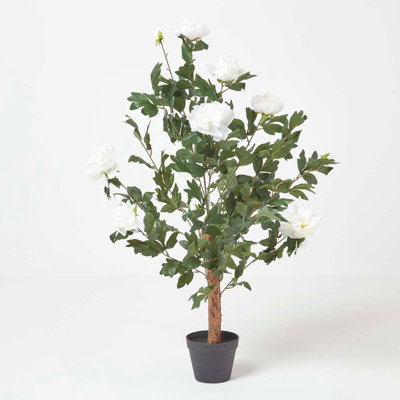 Homescapes Artificial Cream Handcrafted Peony Tree In Black Pot100 Cm from B&Q