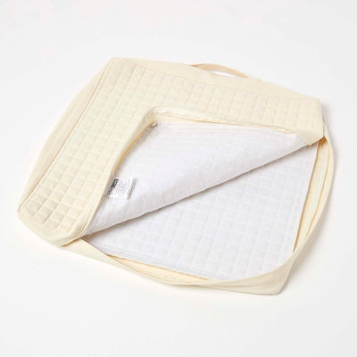 B&Q -  Cream Quilted Cotton Armchair Booster Cushion Cover