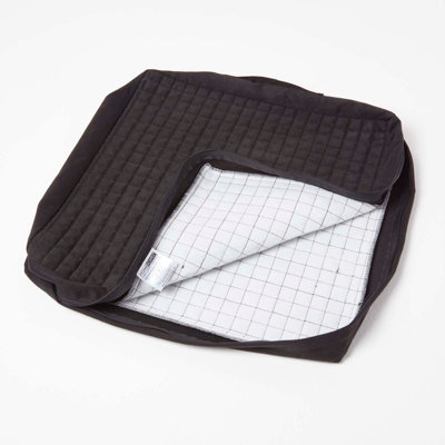 B&Q -  Black Quilted Polyester Armchair Booster Cushion Cover