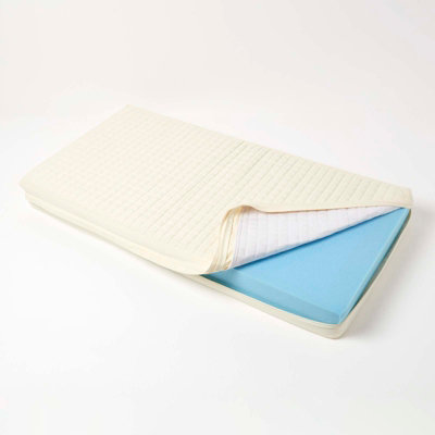 B&Q -  Cream Quilted Cotton 2 Seater Orthopaedic Booster Cushion Cover