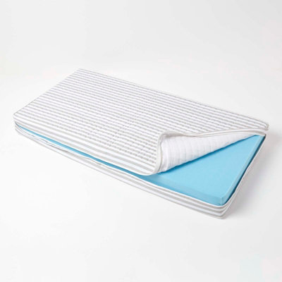 B&Q -  Grey Stripe Quilted Cotton 2 Seater Orthopaedic Booster Cushion Cover