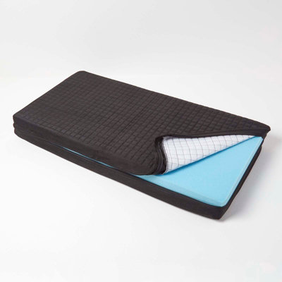 B&Q -  Black Quilted Polyester 2 Seater Orthopaedic Booster Cushion Cover