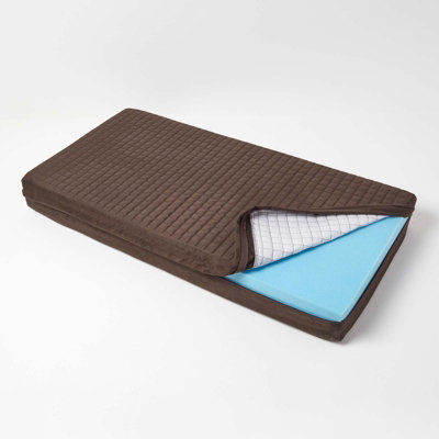 Homescapes Quilted Polyester 2 Seater Orthopaedic Booster Cushion Cover Brown