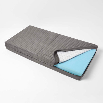 Homescapes Quilted Polyester 2 Seater Orthopaedic Booster Cushion Cover Grey