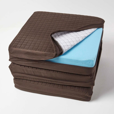 B&Q -  Brown Quilted Polyester 3 Seater Orthopaedic Booster Cushion Cover
