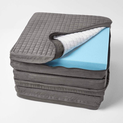 Homescapes Quilted Polyester 3 Seater Orthopaedic Booster Cushion Cover Grey