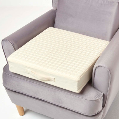 Homescapes Cotton Orthopaedic Foam Armchair Booster Cushion Cream