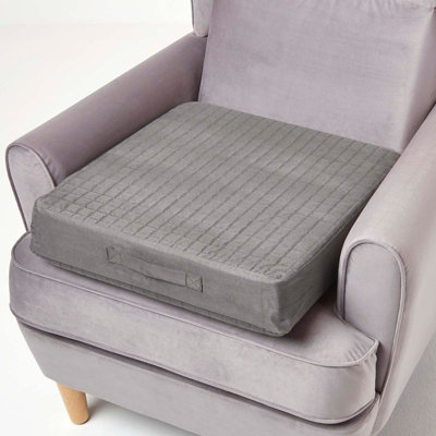 Homescapes Suede Orthopaedic Foam Armchair Booster Cushion Grey