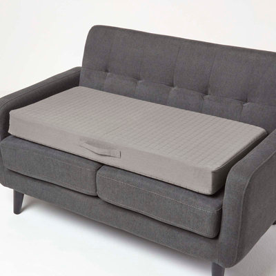 Homescapes Cotton Orthopaedic Foam 2 Seater Booster Cushion Grey