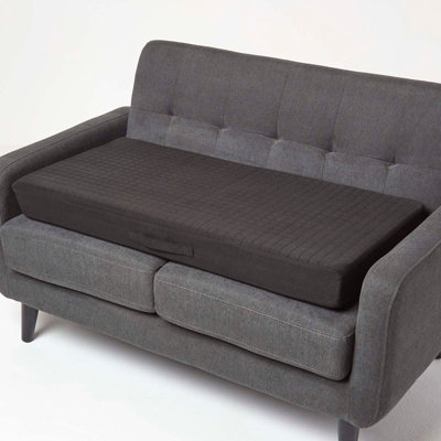 Homescapes Suede Orthopaedic Foam 2 Seater Booster Cushion Black