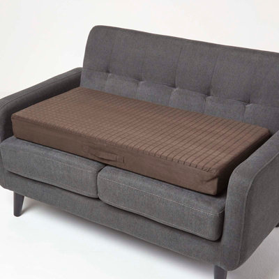 Homescapes Suede Orthopaedic Foam 2 Seater Booster Cushion Brown