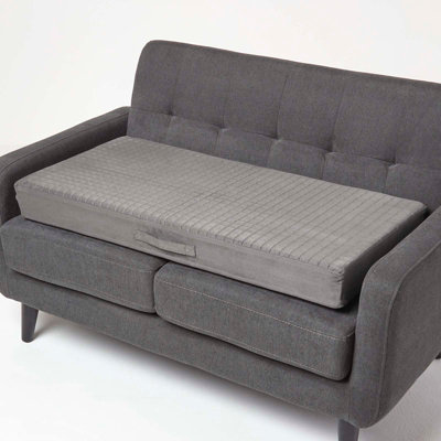 Homescapes Suede Orthopaedic Foam 2 Seater Booster Cushion Grey