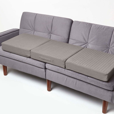 Homescapes Cotton Orthopaedic Foam 3 Seater Booster Cushion Grey