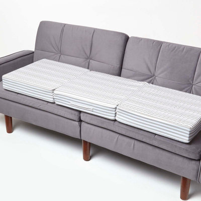 B&Q -  Grey Stripe Cotton Orthopaedic Foam 3 Seater Booster Cushion