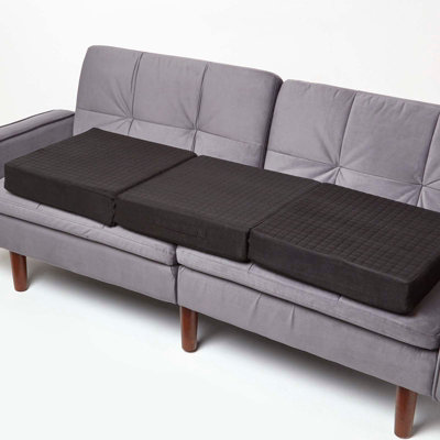 B&Q -  Black Suede Orthopaedic Foam 3 Seater Booster Cushion