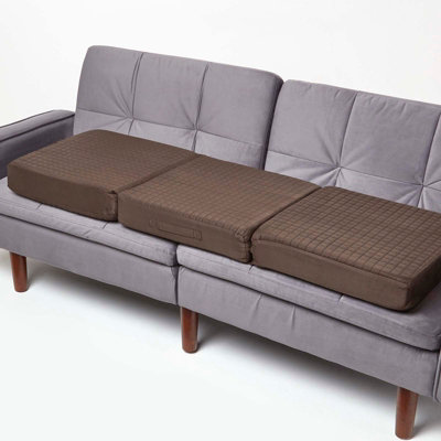 Homescapes Suede Orthopaedic Foam 3 Seater Booster Cushion Brown
