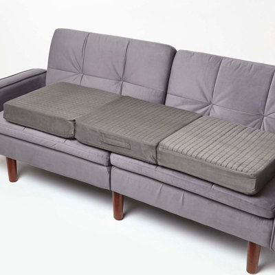 Homescapes Suede Orthopaedic Foam 3 Seater Booster Cushion Grey