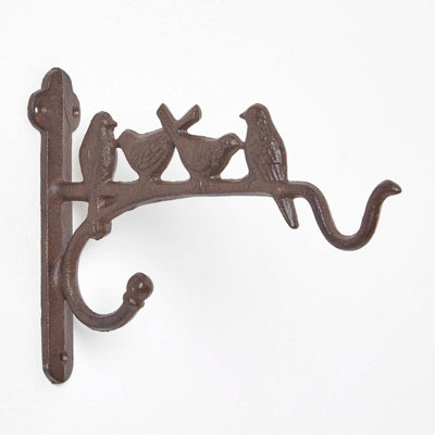 Homescapes Cast Iron Hanging Basket Hook With Birds