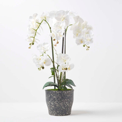 Homescapes Artificial White Handcrafted Extra Large Orchid Phalaenopsis In Ceramic Pot4 Stems82 Cm from B&Q