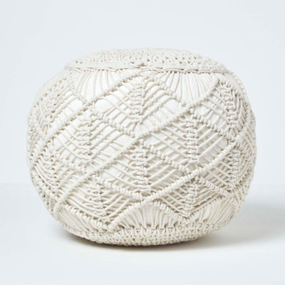 B&Q -  Natural Crochet Knitted Pouffe 35 X 40 Cm