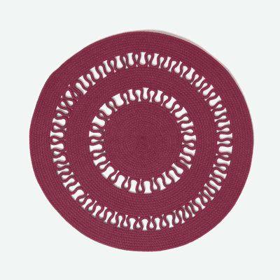 Homescapes Plum Crochet Braided Rug 90Cm Round