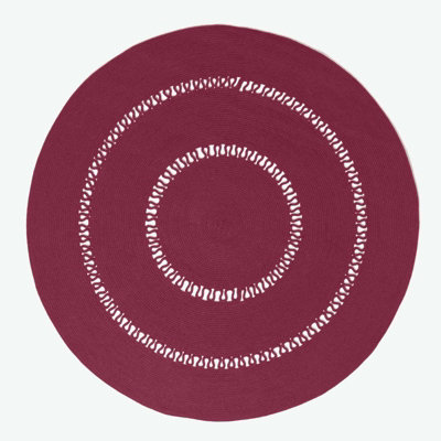 Homescapes Plum Crochet Braided Rug 120Cm Round
