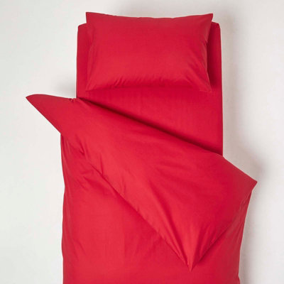 Homescapes Cotton Cot Bed Duvet Cover Set 200 Thread Count Red