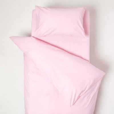 Homescapes Cotton Cot Bed Duvet Cover Set 200 Thread Count Pink