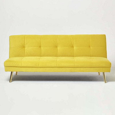 B&Q -  Laurie Velvet Click Clack Sofa BedYellow